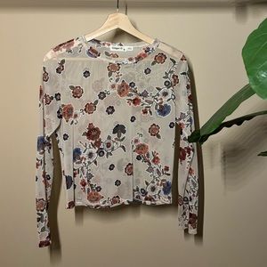 Medium mesh floral long-sleeve top